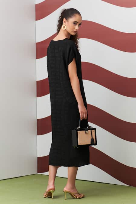 Pleats By Aruni Black Willia Textured Dress 