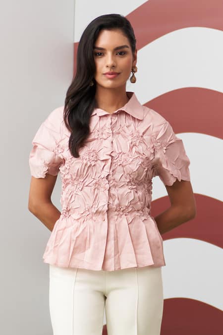 Pleats By Aruni Pink Hiro Pleated Top 