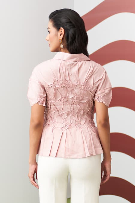 Pleats By Aruni Pink Hiro Pleated Top 