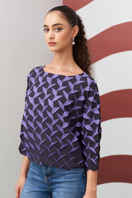 Pleats By Aruni Purple Crystia Top 