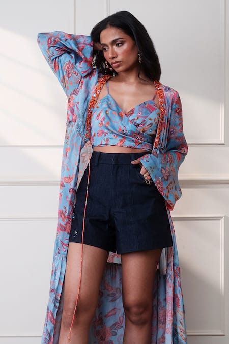 Style Junkiie Icy Bloom Wrap Top 