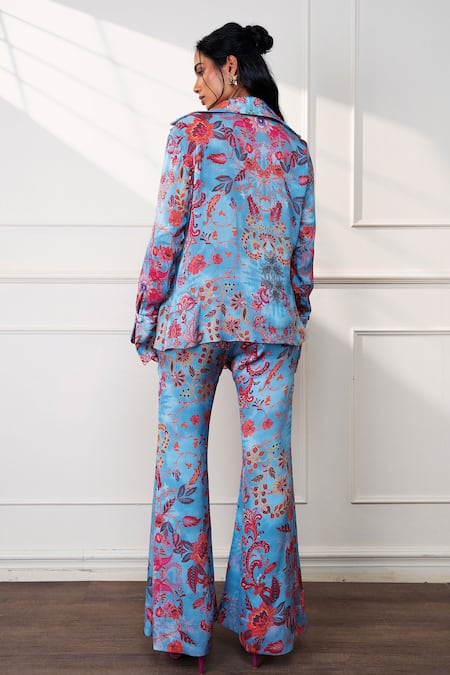 Style Junkiie Icy Bloom Flared Pant 