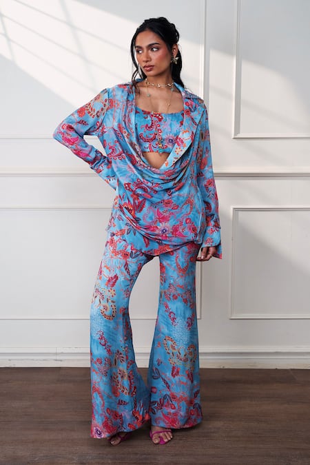 Style Junkiie Icy Bloom Flared Pant 