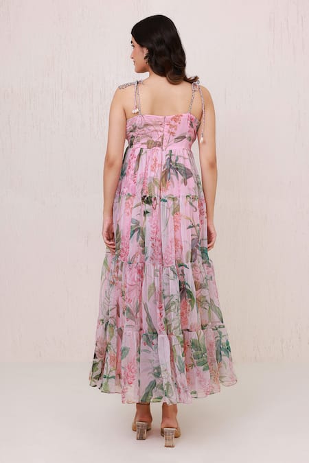 Aroop Shop India Floral Tiered Maxi Dress  