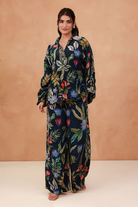 Aroop Shop India Tropical Print Shirt & Pant Co-ord Set 