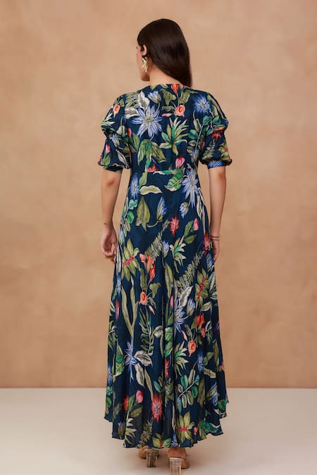 Aroop Shop India Tropical Floral Print Maxi Dress 