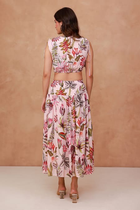 Aroop Shop India Floral Hand Embroidered Cut-Out Dress 