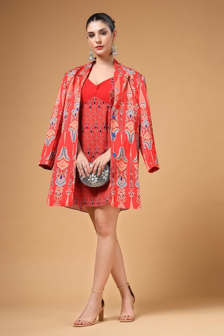 Gazab by Miku Kumar Sabr Printed Dress With Jacket 