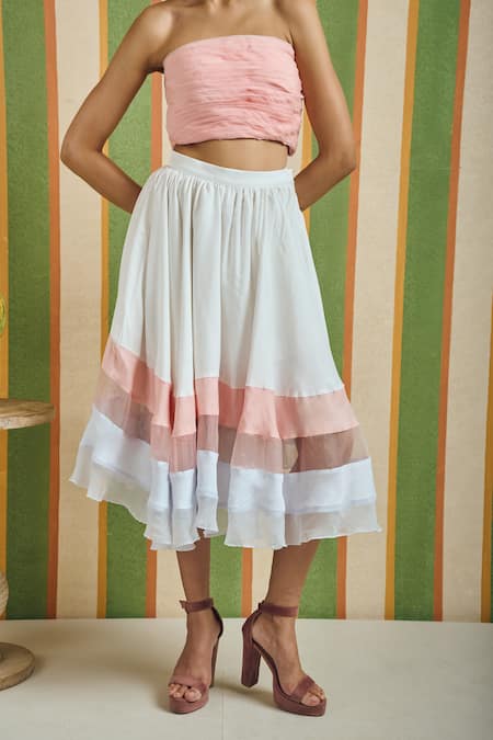 Orthodox Tiered Halo Color Blocked Skirt 