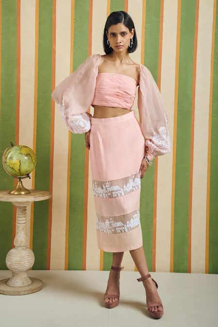 Orthodox Segment Embroidered Pencil Skirt 