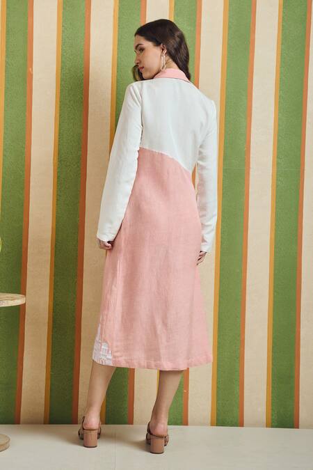 Orthodox Tilt Line Diagonal Color Blocked Dress 