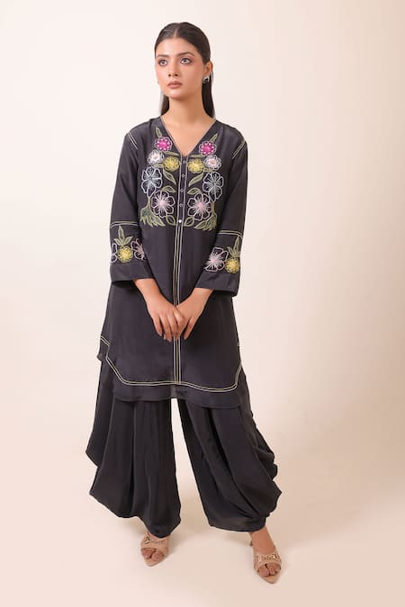 Myra Clothing Line Floral Hand Work Tunic & Dhoti Pant Set 