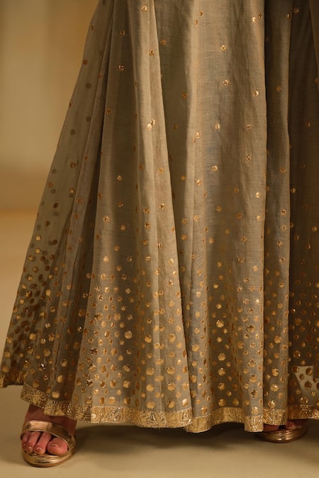 Almaari By Pooja Patel Green Silk, Organza Gota Patti, Tassels Divya Embroidered Kurta Sharara Set at Aza Fashions Almaari By Pooja Patel_Green Silk, Organza Gota Patti, Tassels Divya Embroidered Kurta Sharara Set _at_Aza_Fashions