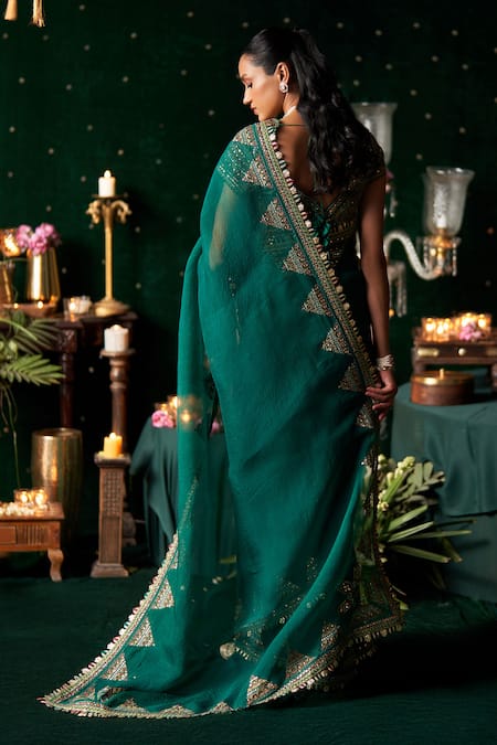 Almaari By Pooja Patel Conga Embroidered Saree With Blouse 