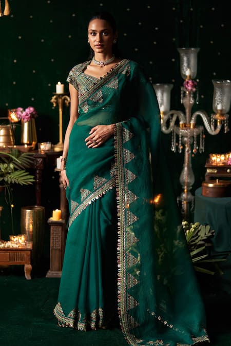 Almaari By Pooja Patel Conga Embroidered Saree With Blouse 