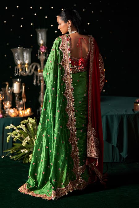 Almaari By Pooja Patel Bansuri Silk Embroidered Saree With Blouse 