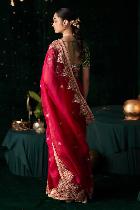 Almaari By Pooja Patel Saarangi Embroidered Saree With Blouse 