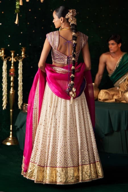 Almaari By Pooja Patel Veena Chanderi Woven Lehenga Set 