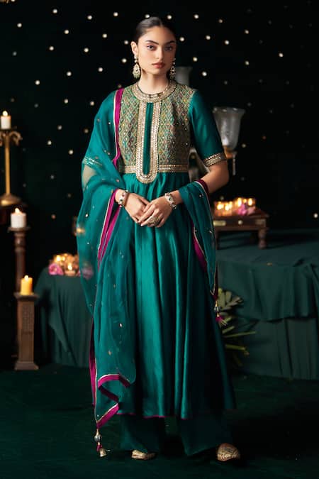 Almaari By Pooja Patel Esraj Gota Patti Embroidered Anarkali Set 