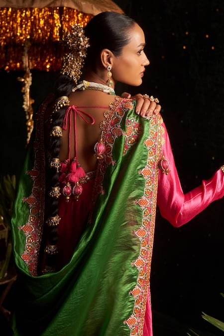 Almaari By Pooja Patel Tumbi Silk Embroidered Anarkali Set 