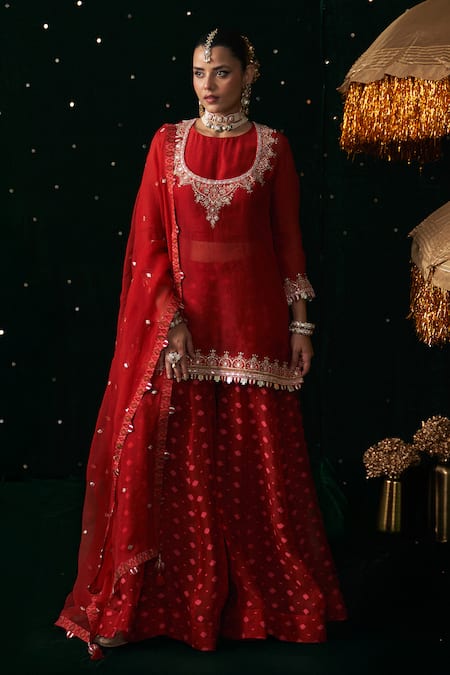 Almaari By Pooja Patel Tanpura Embroidered Kurta Sharara Set 