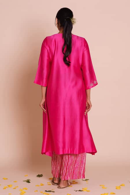 Brij Riva Rani Pink Embroidered Kurta Set 