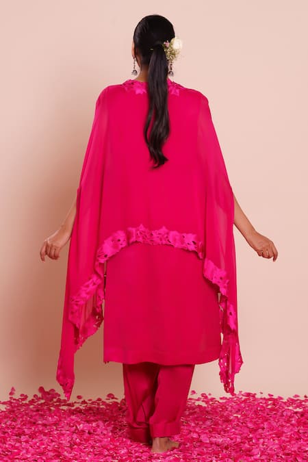 Brij Reha Pink Embroidered Cape Set 