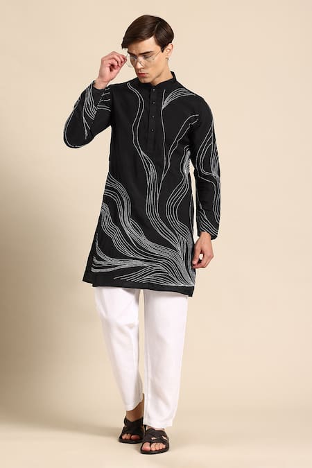 Buy_Sayisha_Black Embroidery Kurta _Online_at_Aza_Fashions