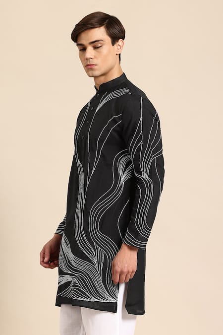 Sayisha_Black Embroidery Kurta _at_Aza_Fashions