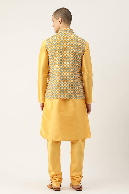 Sayisha Yellow Printed Woven Nehru Jacket 