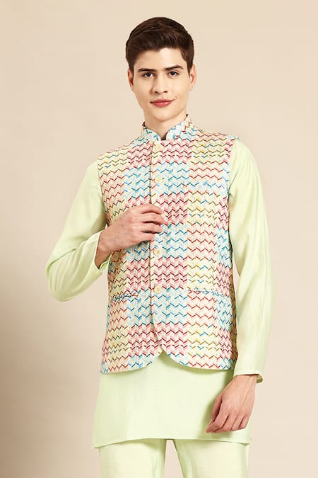 Sayisha Embroidered Pure Cotton Nehru Jacket  