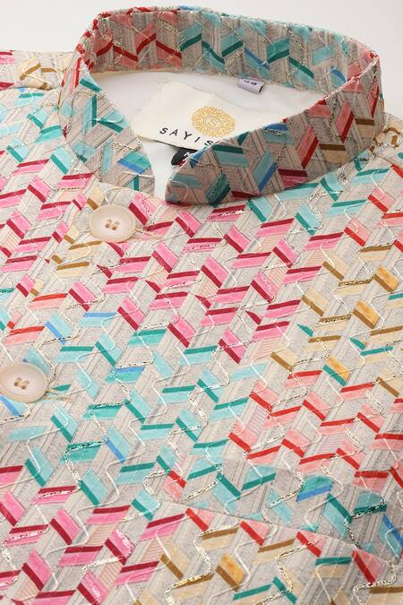 Buy_Sayisha_Off White Silk Embroidery Pure Cotton Nehru Jacket 