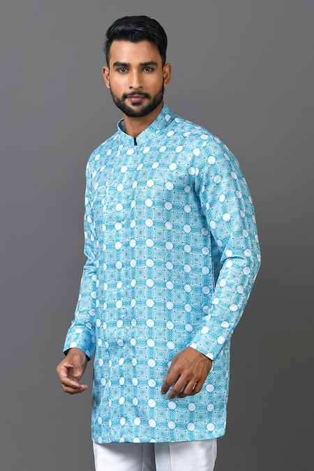 Buy_Sayisha_Blue Cotton Embroidered Kurta _Online_at_Aza_Fashions