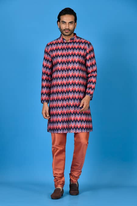 Buy_Sayisha_Red Checked Printed Kurta  _Online_at_Aza_Fashions