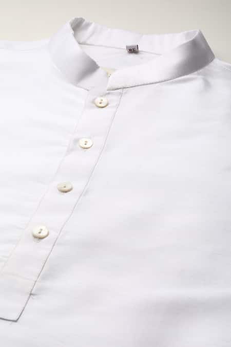 Shop_Sayisha_White Silk Solid Long Kurta _Online_at_Aza_Fashions