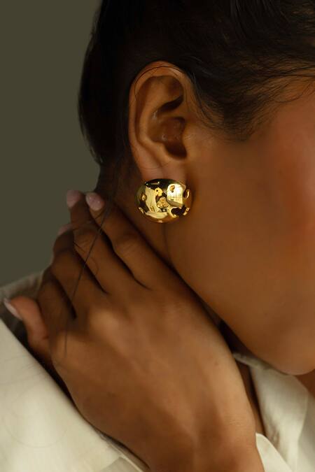 KEFI-CO_Gold Plated Pallas Stud Earrings _Online_at_Aza_Fashions