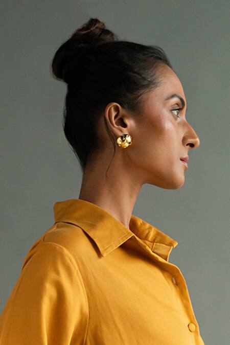 Buy_KEFI-CO_Gold Plated Pallas Stud Earrings _Online_at_Aza_Fashions