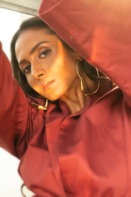 KEFI-CO_Gold Plated Spring Dangler Earrings _at_Aza_Fashions