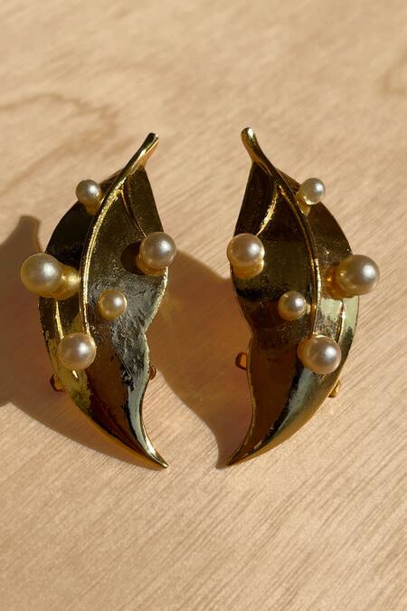 KEFI-CO_Gold Plated Pearls Ersa Ear Cuffs _Online_at_Aza_Fashions