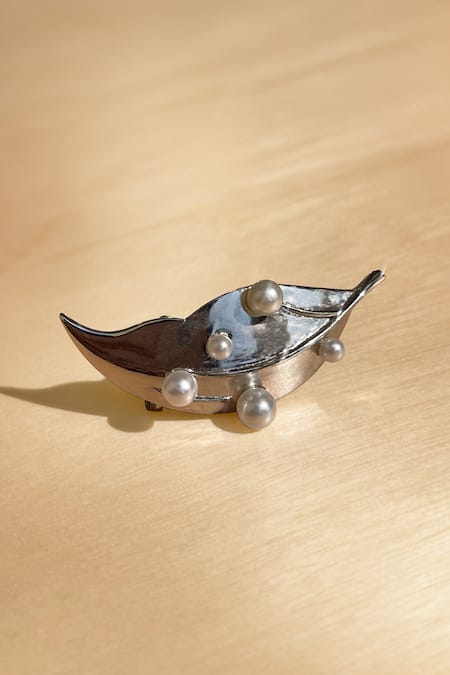 KEFI-CO_Silver Plated Pearls Ersa Ear Cuffs _Online_at_Aza_Fashions