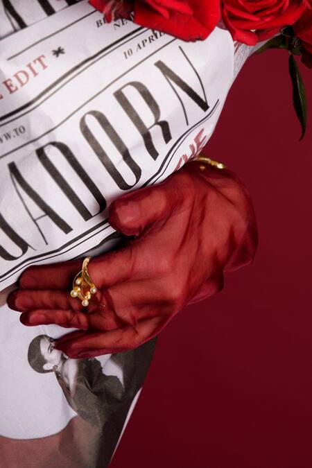 Shop_KEFI-CO_Gold Plated Pearls Ersa Ring _Online_at_Aza_Fashions