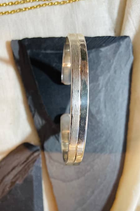 KEFI-CO_Silver Plated Kada Bracelet _Online_at_Aza_Fashions