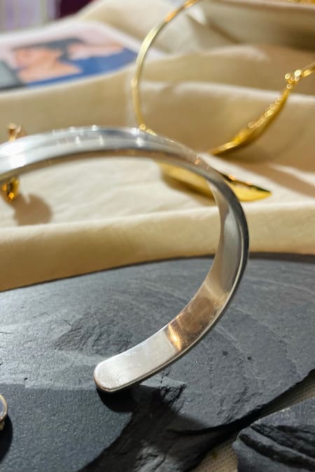 Shop_KEFI-CO_Silver Plated Kada Bracelet _Online_at_Aza_Fashions