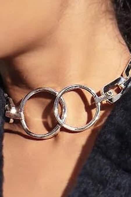 KEFI-CO_Silver Plated Zizi Chrome Necklace _Online_at_Aza_Fashions