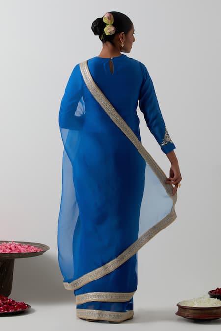 Vinusto Katan Silk Organza Saree & Blouse Set 