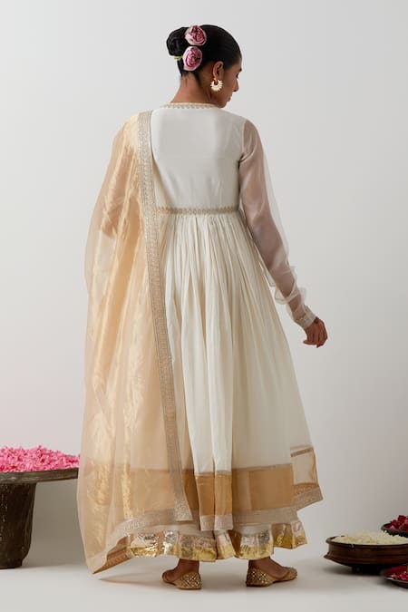 Vinusto Chanderi Zari Embroidered Anarkali Palazzo Set 