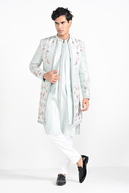 Kalpana Naik Geometric Embroidered Jacket & Kurta Set 