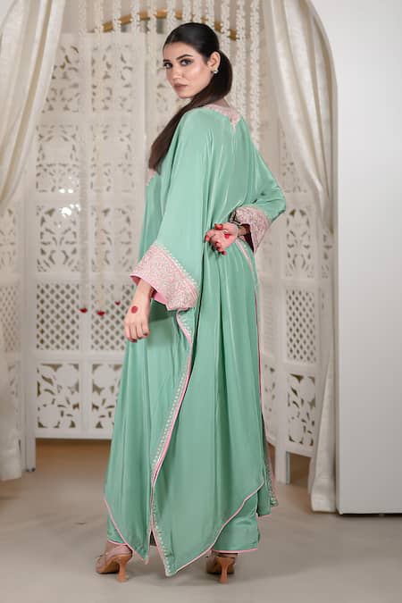 Daljit Sudan Aari Thread Embroidered Kaftan & Pant Set