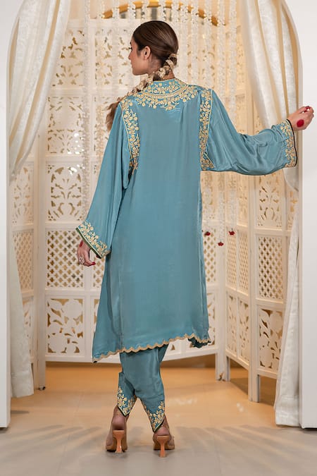 Daljit Sudan Tilla Embroidered Phiran & Tulip Pant Set
