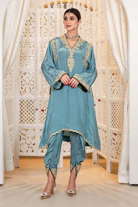 Daljit Sudan Tilla Embroidered Phiran & Tulip Pant Set